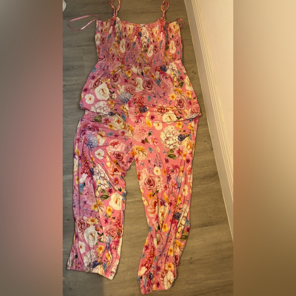 Posh peanut Floral Pink bamboo 3x romper